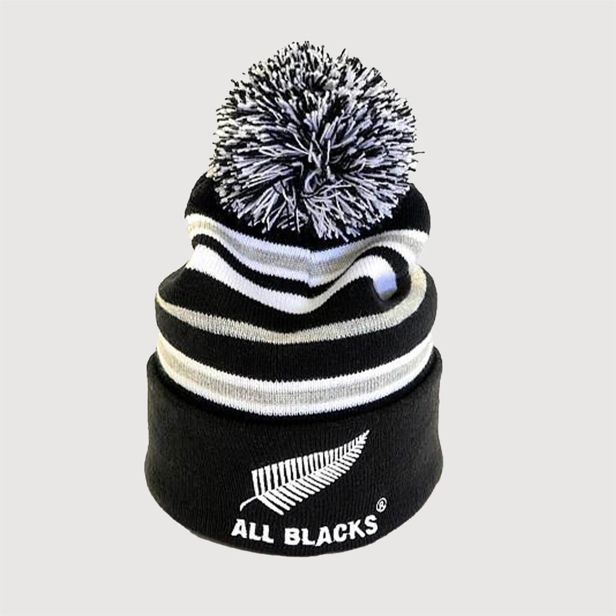 All Blacks KIds Stripe Pom Pom Beanie