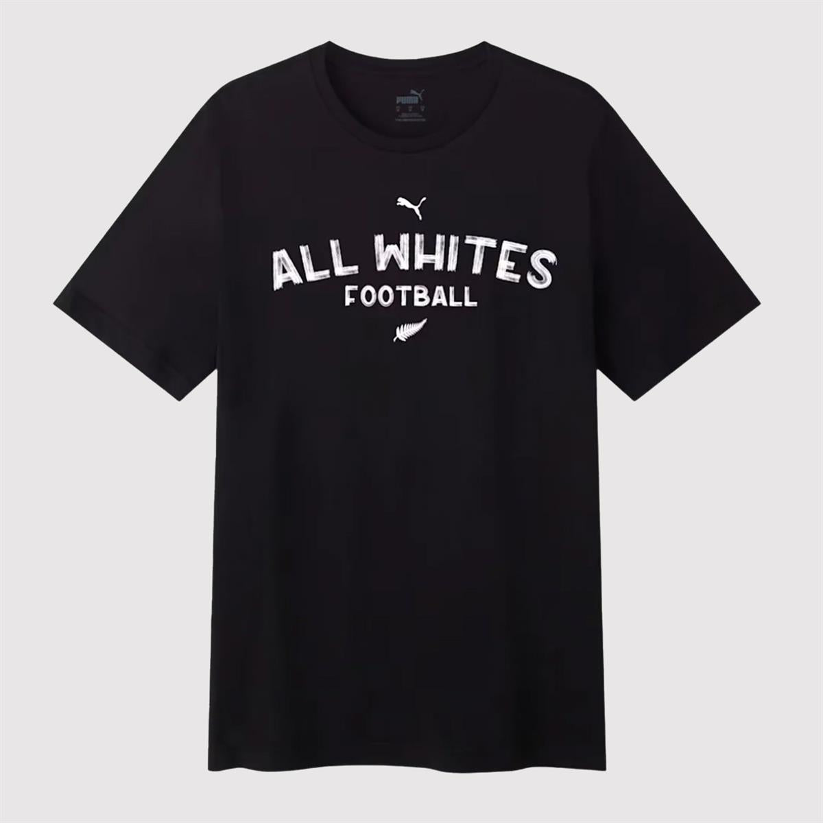 NZF All Whites Football Unisex Casual Tee, Black