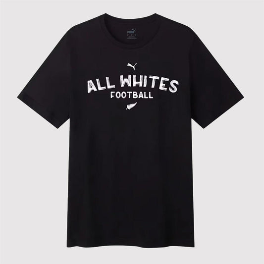 NZF All Whites Football Unisex Casual Tee, Black
